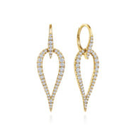 14K Yellow Gold Open Diamond Teardrop Leverback Earrings