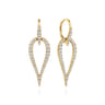 14K Yellow Gold Open Diamond Teardrop Leverback Earrings - 0.9 ct