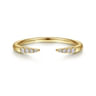 14K Yellow Gold Open Diamond Tipped Stackable Ring - 0.05 ct