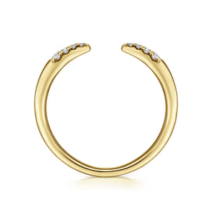 14K Yellow Gold Open Diamond Tipped Stackable Ring