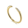 14K Yellow Gold Open Diamond Tipped Stackable Ring - 0.05 ct