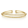 14K Yellow Gold Open Double Row Textured Bangle