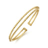 14K Yellow Gold Open Double Row Textured Bangle