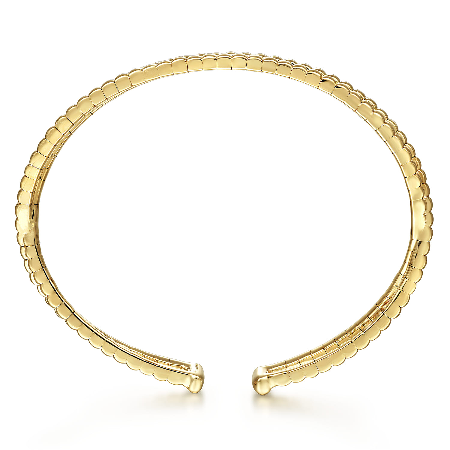 14K Yellow Gold Open Double Row Textured Bangle - Shot 3