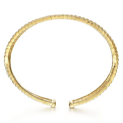 14K Yellow Gold Open Double Row Textured Bangle