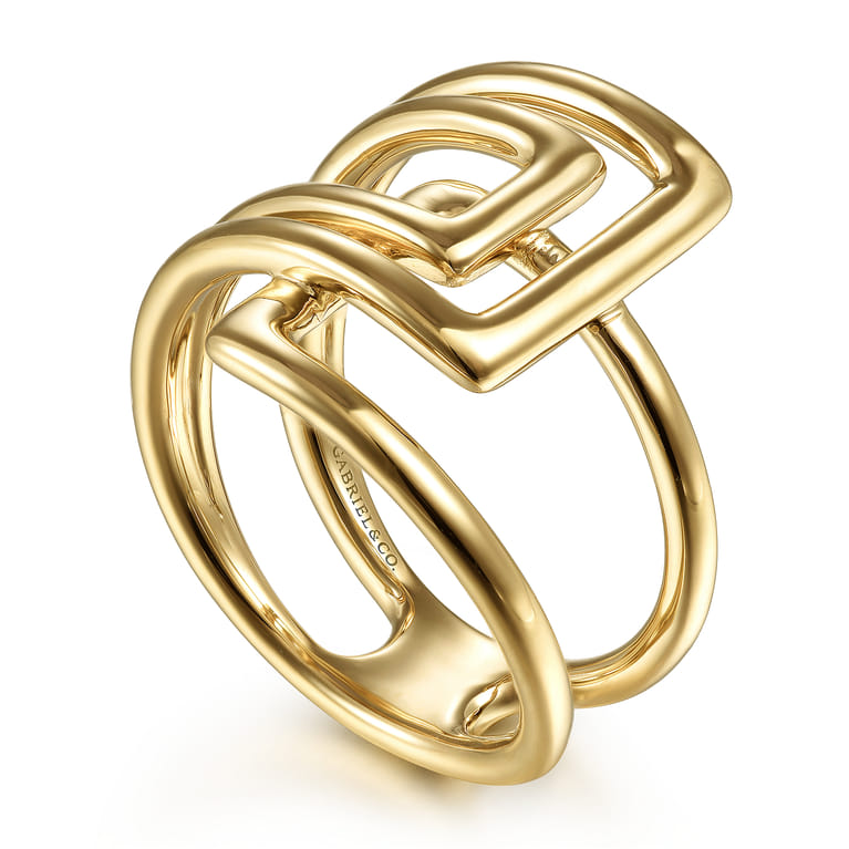 14K Yellow Gold Open Foldover Ring - Shot 3