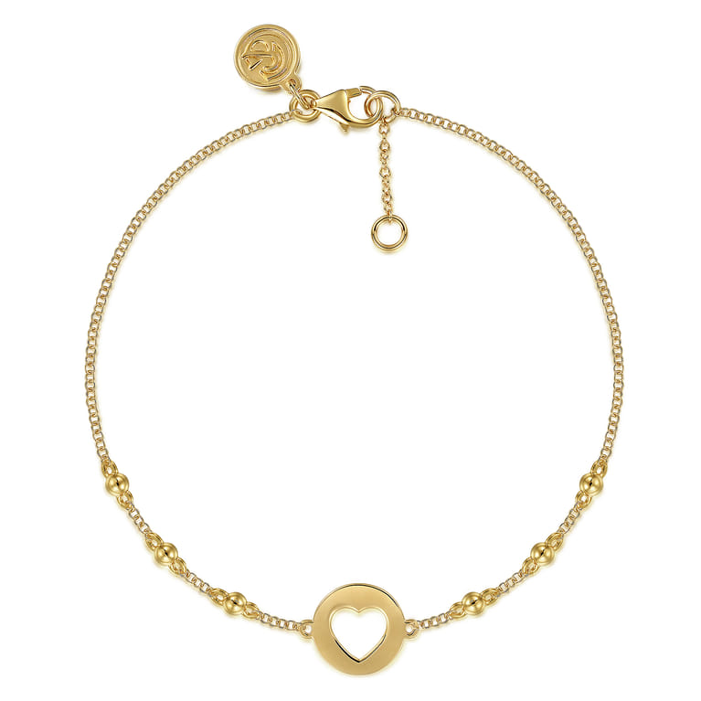 14K Yellow Gold Open Heart Bujukan Chain Bracelet - Shot 1