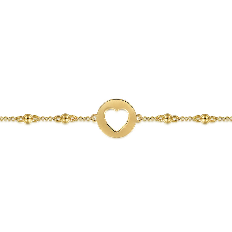 14K Yellow Gold Open Heart Bujukan Chain Bracelet - Shot 2