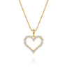 14K Yellow Gold Open Heart Diamond Pendant Necklace - 0.47 ct