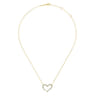 14K Yellow Gold Open Heart Diamond Pendant Necklace - 0.5 ct