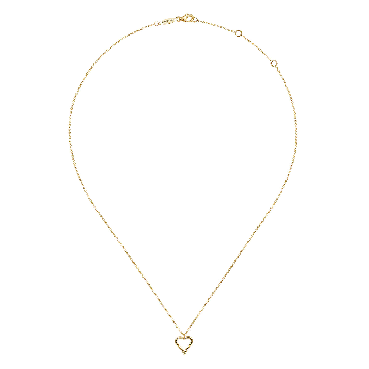 14K Yellow Gold Open Heart Pendant Necklace - Shot 2