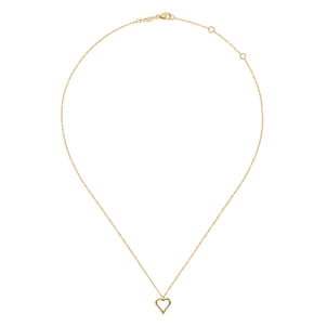 14K Yellow Gold Open Heart Pendant Necklace