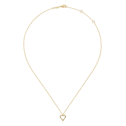 14K Yellow Gold Open Heart Pendant Necklace