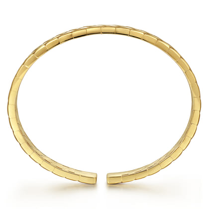 14K Yellow Gold Open Herringbone Cuff Bangle