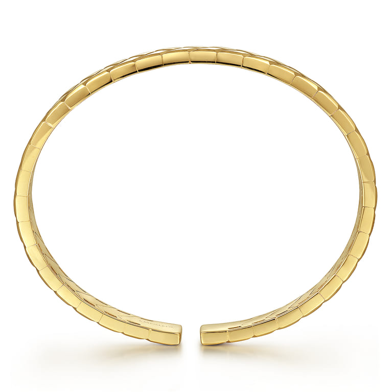 14K Yellow Gold Open Herringbone Cuff Bangle - Shot 3