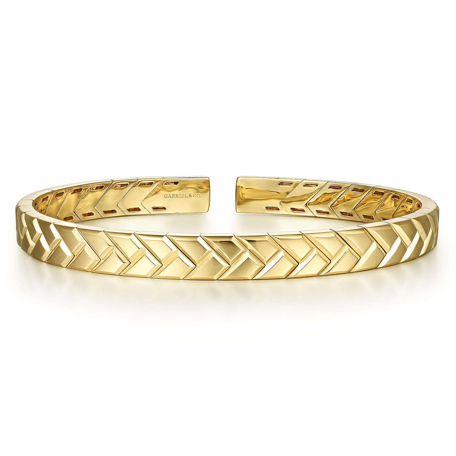 14K Yellow Gold Open Herringbone Cuff Bangle Shop Men