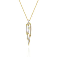 14K Yellow Gold Open Teardrop Diamond Pendant Necklace