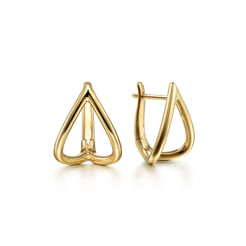 14K Yellow Gold Open Teardrop Huggies