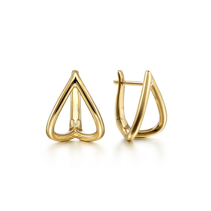 14K Yellow Gold Open Teardrop Huggies