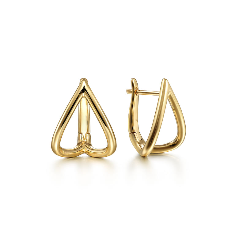 14K Yellow Gold Open Teardrop Huggies - Shot 1