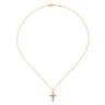 14K Yellow Gold Openwork Diamond Cross Necklace - 0.1 ct