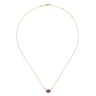 14K Yellow Gold Oval Amethyst Pendant Necklace with Diamond Accents - 0.06 ct