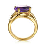14K Yellow Gold Oval Amethyst Twist Ladies Ring