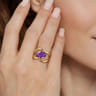 14K Yellow Gold Oval Amethyst Twist Ladies Ring