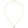 14K Yellow Gold Oval Aquamarine and Diamond Halo Pendant Necklace - 0.14 ct