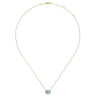 14K Yellow Gold Oval Blue Topaz and Diamond Halo Pendant Necklace - 0.14 ct
