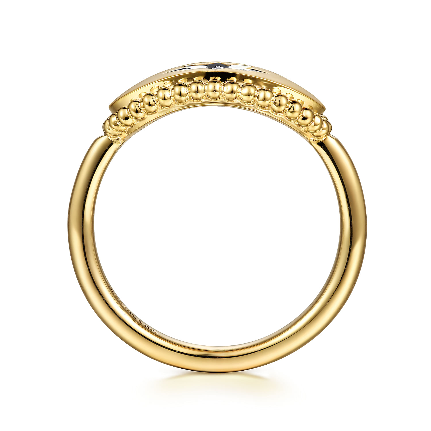 14K Yellow Gold Oval Bujukan Signet Ring with Diamond Starburst
