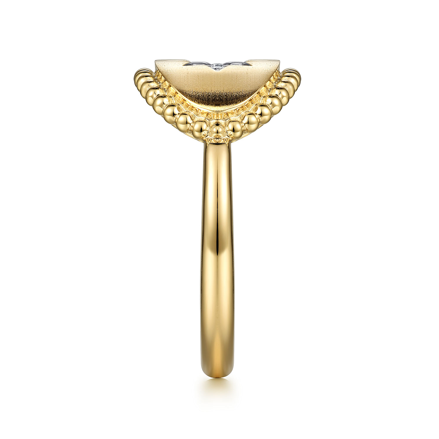 14K Yellow Gold Oval Bujukan Signet Ring with Diamond Starburst