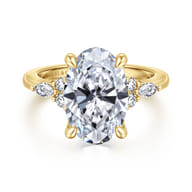 14K Yellow Gold Oval Diamond Cluster Engagement Ring