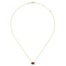 14K Yellow Gold Oval Garnet and Diamond Halo Pendant Necklace - 0.14 ct