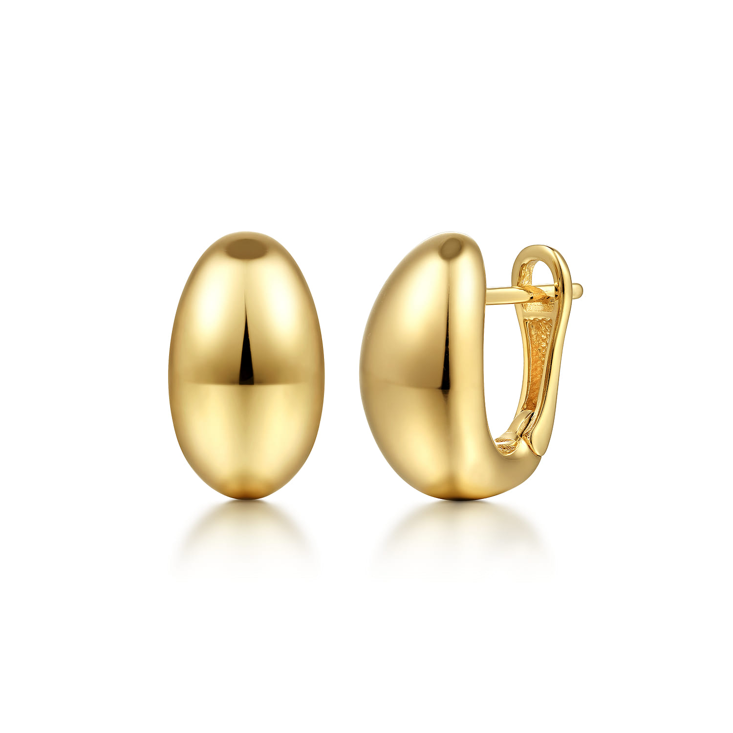 14K Yellow Gold Oval Huggie Earrings - Shot 1
