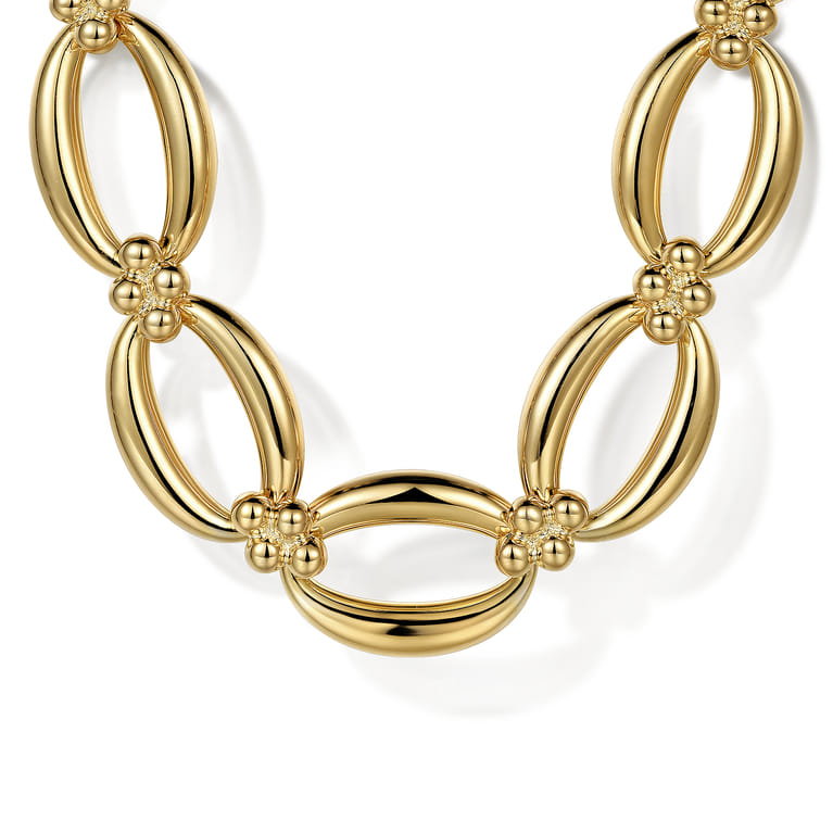 14K Yellow Gold Oval Link Chain Necklace wth Bujukan Connectors - Shot 1