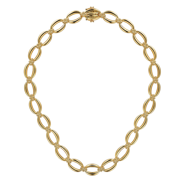 14K Yellow Gold Oval Link Chain Necklace wth Bujukan Connectors - Shot 2