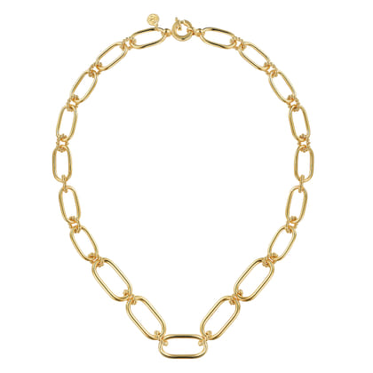 14K Yellow Gold Oval Link Chain Necklace wth Bujukan Connectors
