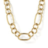14K Yellow Gold Oval Link Chain Necklace wth Circle Stations