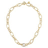 14K Yellow Gold Oval Link Chain Necklace wth Circle Stations