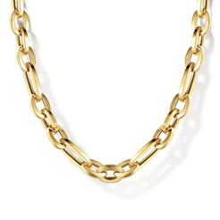 14K Yellow Gold Oval Link Chain Necklace