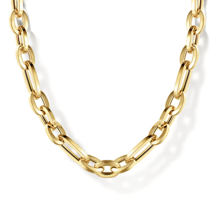 14K Yellow Gold Oval Link Chain Necklace