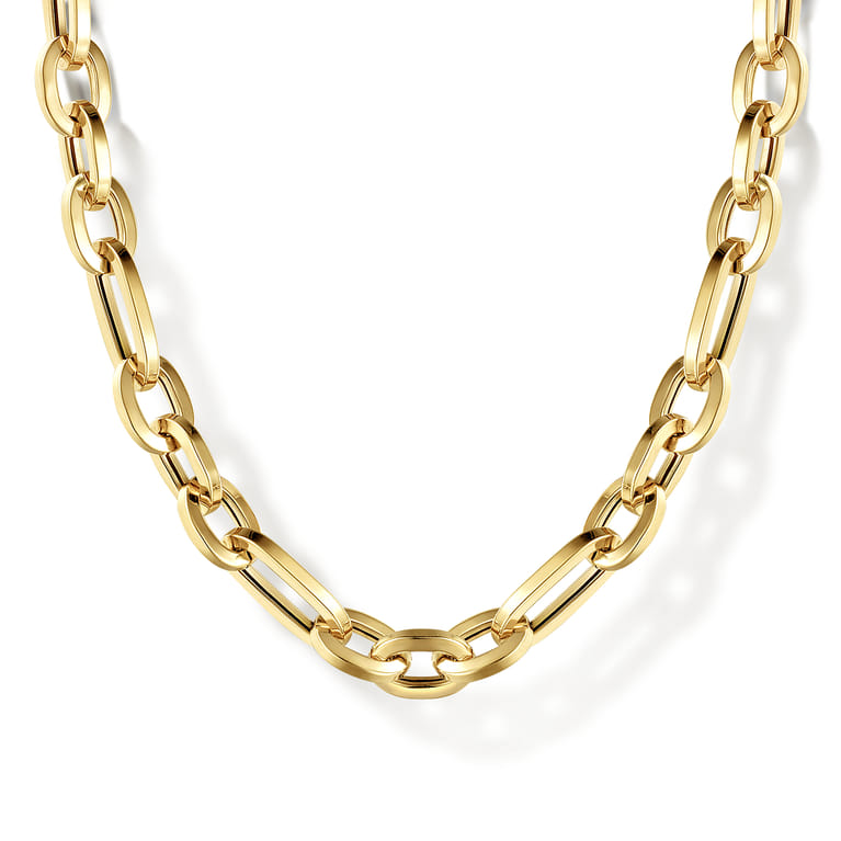 14K Yellow Gold Oval Link Chain Necklace - Shot 1