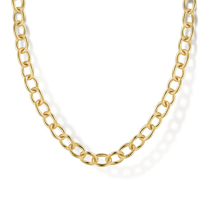 14K Yellow Gold Oval Link Chain Necklace