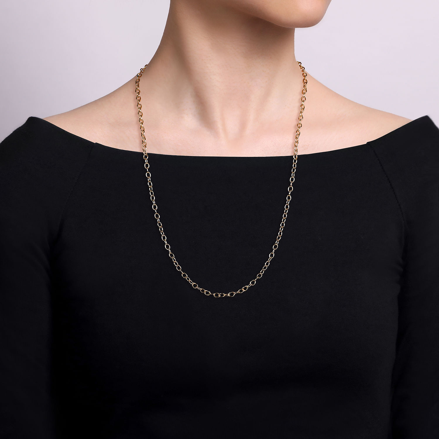 14K Yellow Gold Oval Link Chain Necklace - Shot 3