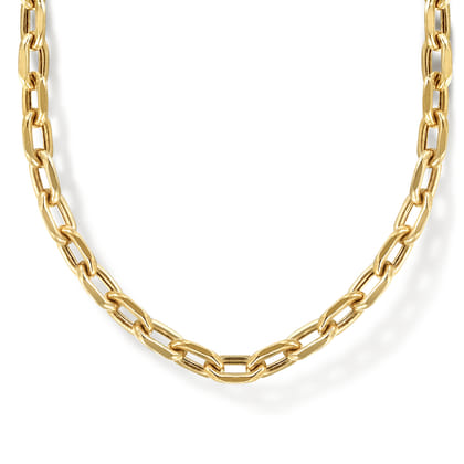 14K Yellow Gold Oval Link Chain Necklace