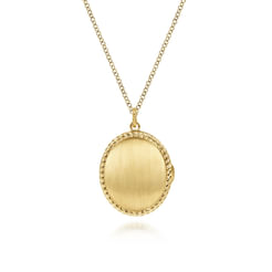 14K Yellow Gold Oval Locket Necklace with Twisted Rope Frame