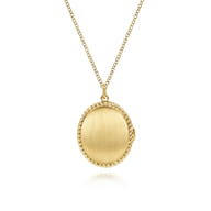 14K Yellow Gold Oval Locket Necklace with Twisted Rope Frame