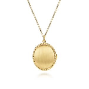 14K Yellow Gold Oval Locket Necklace with Twisted Rope Frame