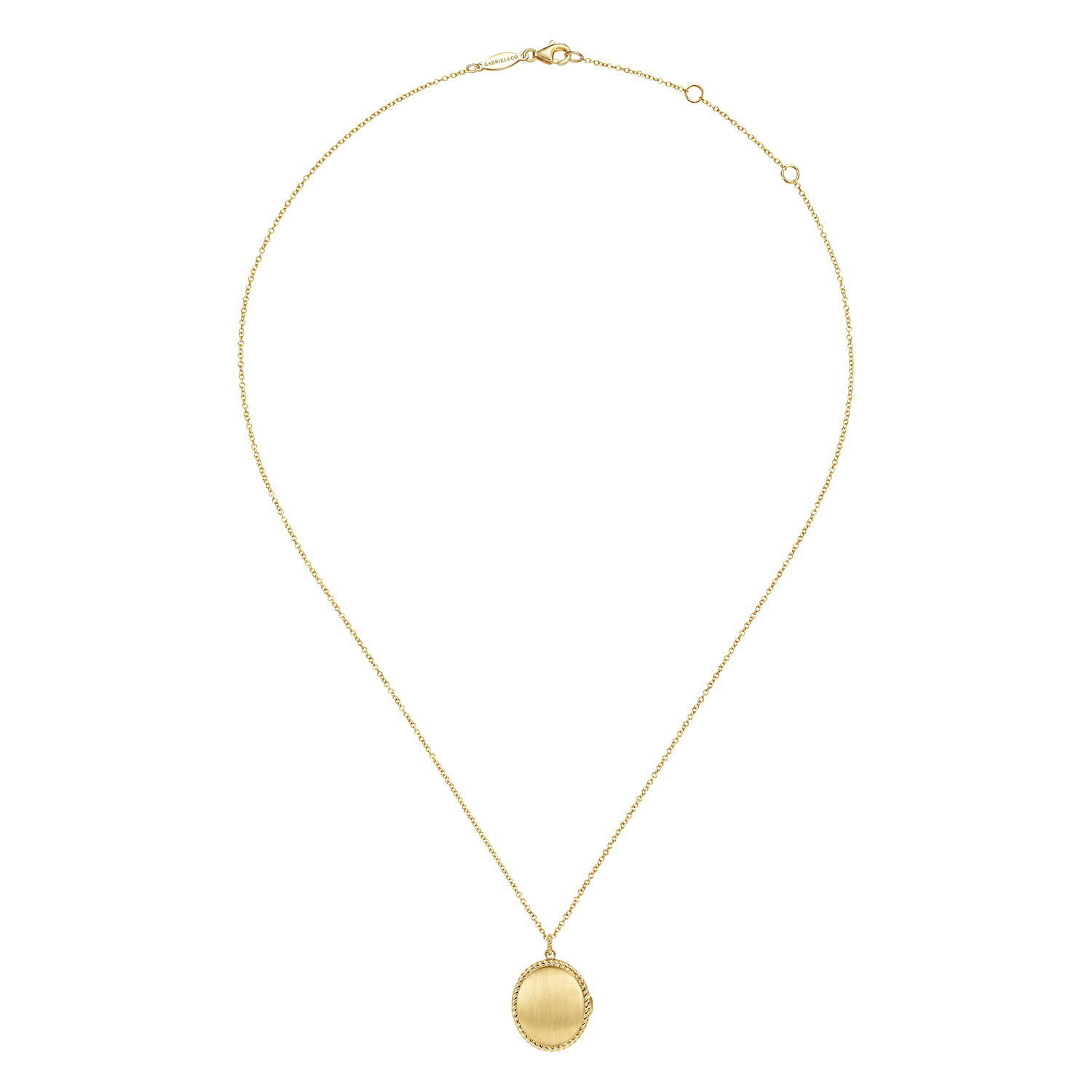 14K Yellow Gold Oval Locket Necklace with Twisted Rope Frame
